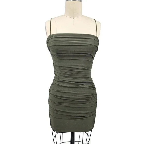 NWOT Princess Polly Tara Mini Dress Womens 0 Olive Green - Picture 2 of 8